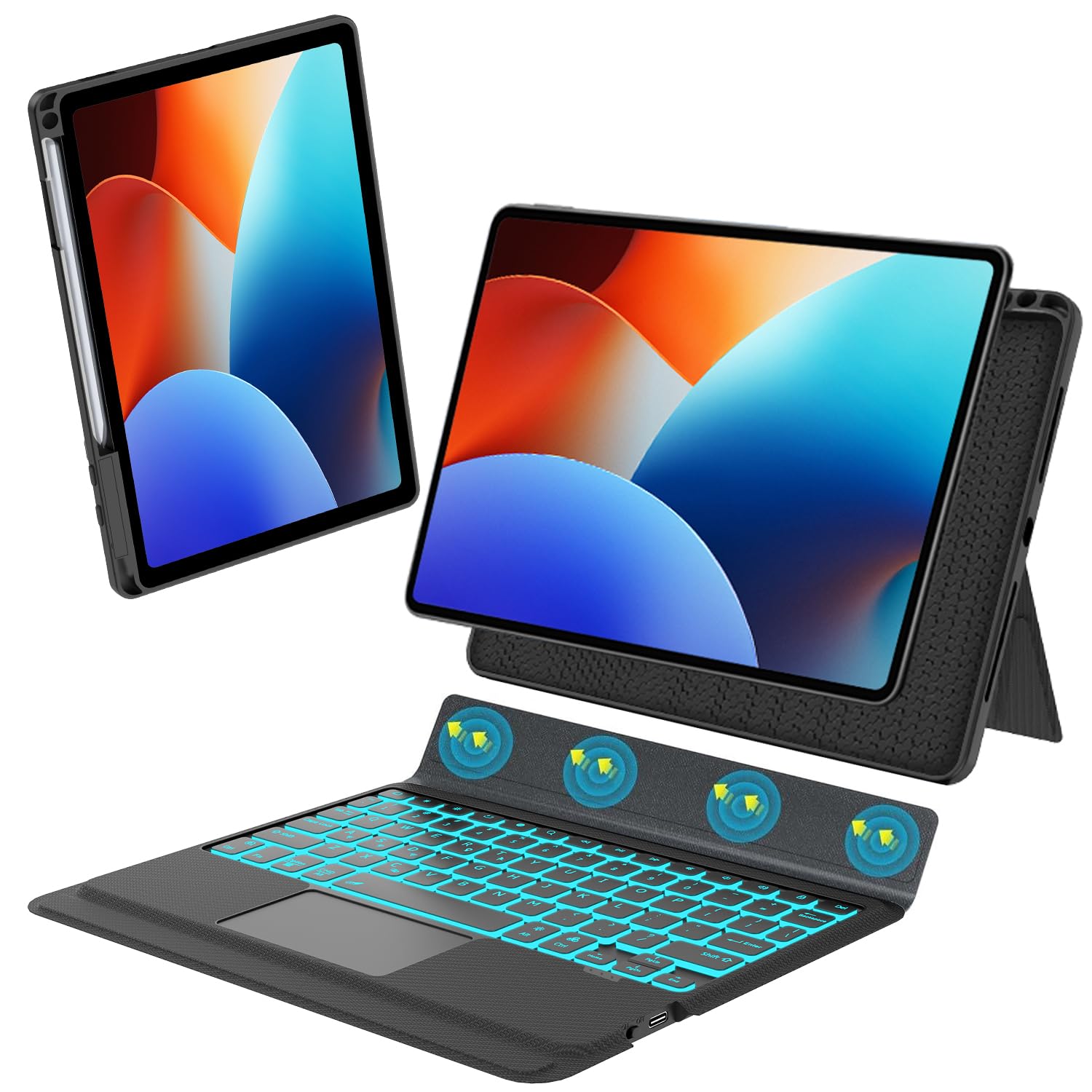 【2024年新型】iPad Pro用 11インチ（M4）ケース キーボード Bluetooth キーボードカバー 脱着式 iPad Pro 11inch（M4）専用キーボード付きケース 第5世代 分離式 磁気 取り外し可能 横/縦置き対応 タッ