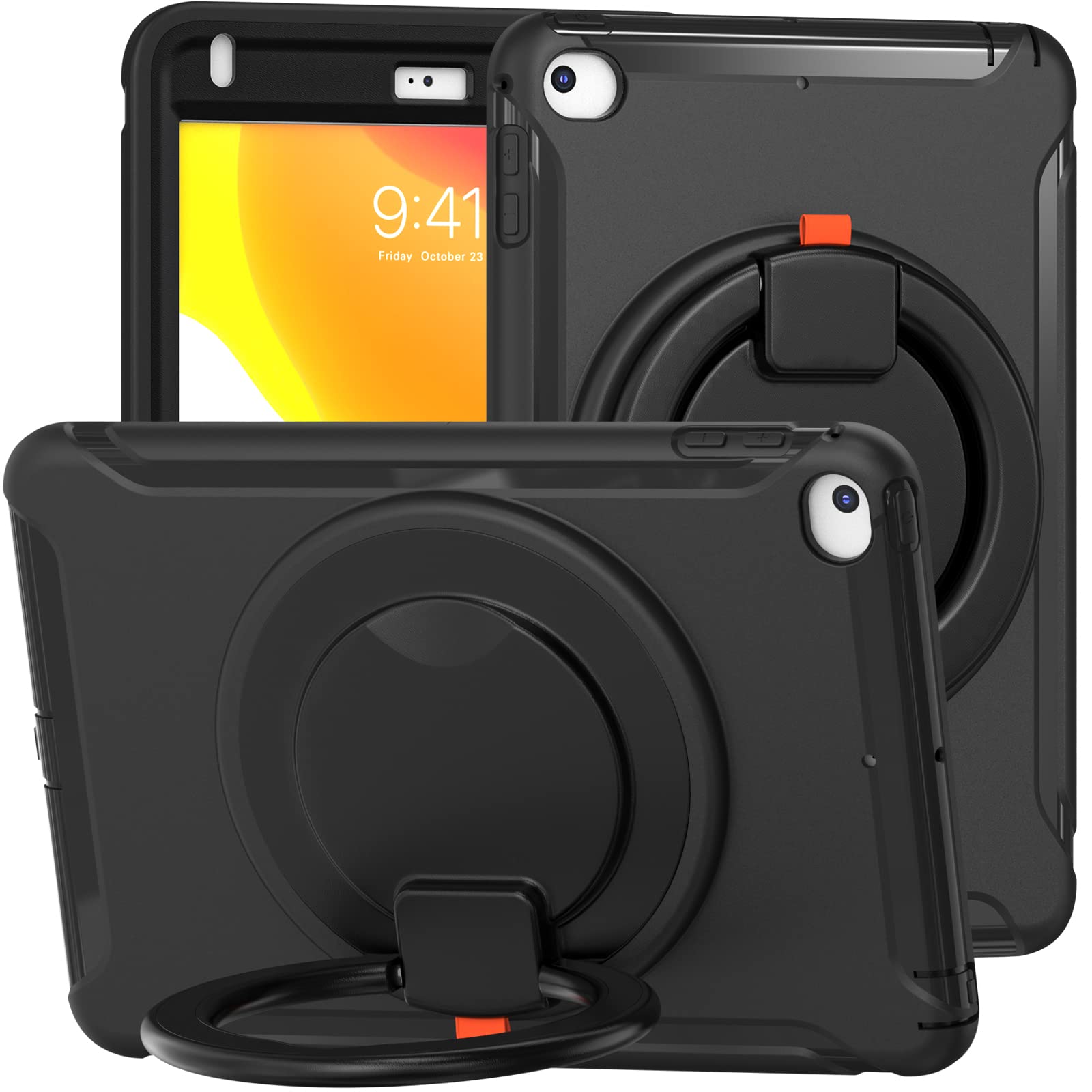 iPad Mini5 ケース Mini4 ケース 2015/ 2019 モデル (7.9インチ) リング付き 衝撃吸収 軽い 頑丈 360°回転スタンド 多方向 ハンドル付 ミニ5 ミニ4 カバー 落下防止 キズ防止 キッズ iPad Mini 第5世代/ 第4