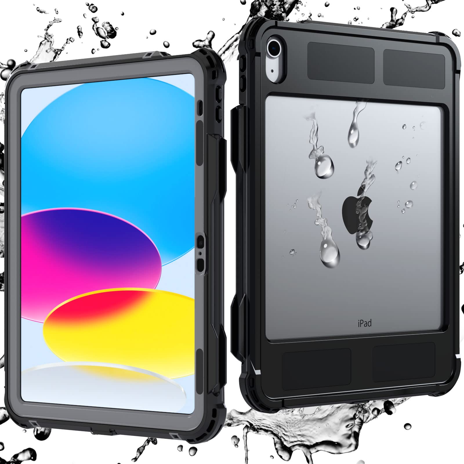 iPad 第10世代 2022 用 ケース 防水 全面保護 耐衝撃 衝撃吸收 傷防止 防雪 防塵 360 頑丈 米軍 耐久性 分離型 雨の日、お風呂など適用 iPad 第10世代 用 防水ケース（10.9インチ）