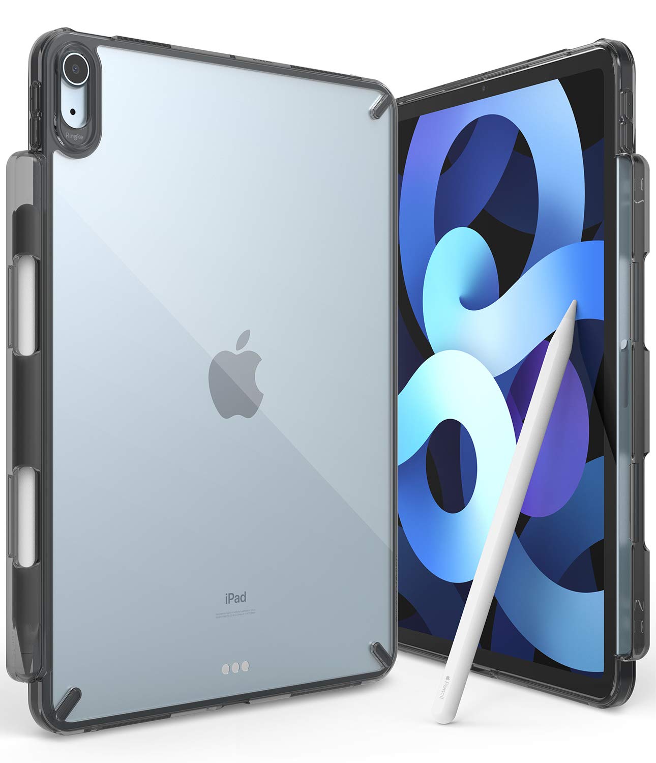 【Ringke】iPad Air 6 / Air 5 / Air 4 ケース FUSION TPU+PC 黄ばみにくい 耐黄変 落下防止 耐衝撃 Qi充電対応 (10.9インチ/11インチ) タブレットケース (ストラップホールあり) - Smoke Black