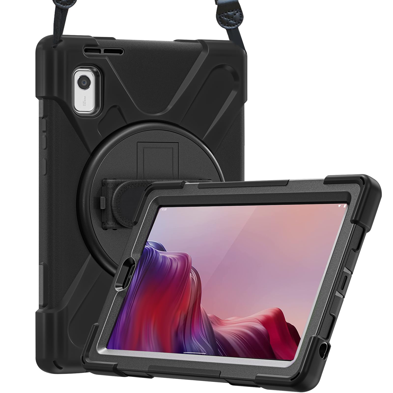 ProCase レノボ Tab M9/NEC LAVIE Tab T9 9インチ 2023発売 肩掛け式ケース 360°回転スタンド ショルダーストラップ付き 対応機種：Lenovo Tab M9 2023発売（ZAC30178JP ZAC30157JP ZAC50029JP）/NEC LAVIE Tab T9 2023発売(T0
