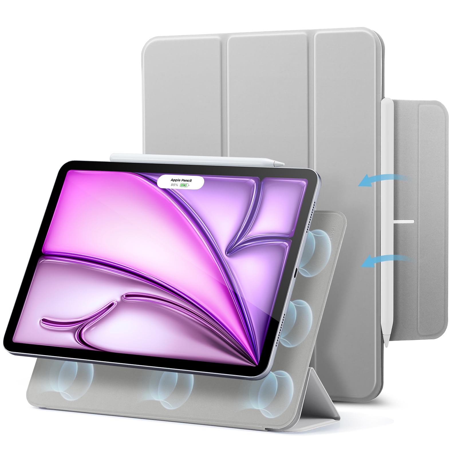 ESR iPad Air 13インチ ケース M2 2024専用、iPad Pro 12.9 ケース 第6/5/4世代(2022/2021/2020) 強力マグネット吸着式 スリムな三つ折りスタンドケース Pencil Pro/USB-C完全対応 自動ウェイク/スリープ 耐久性｜T.M.Bストア