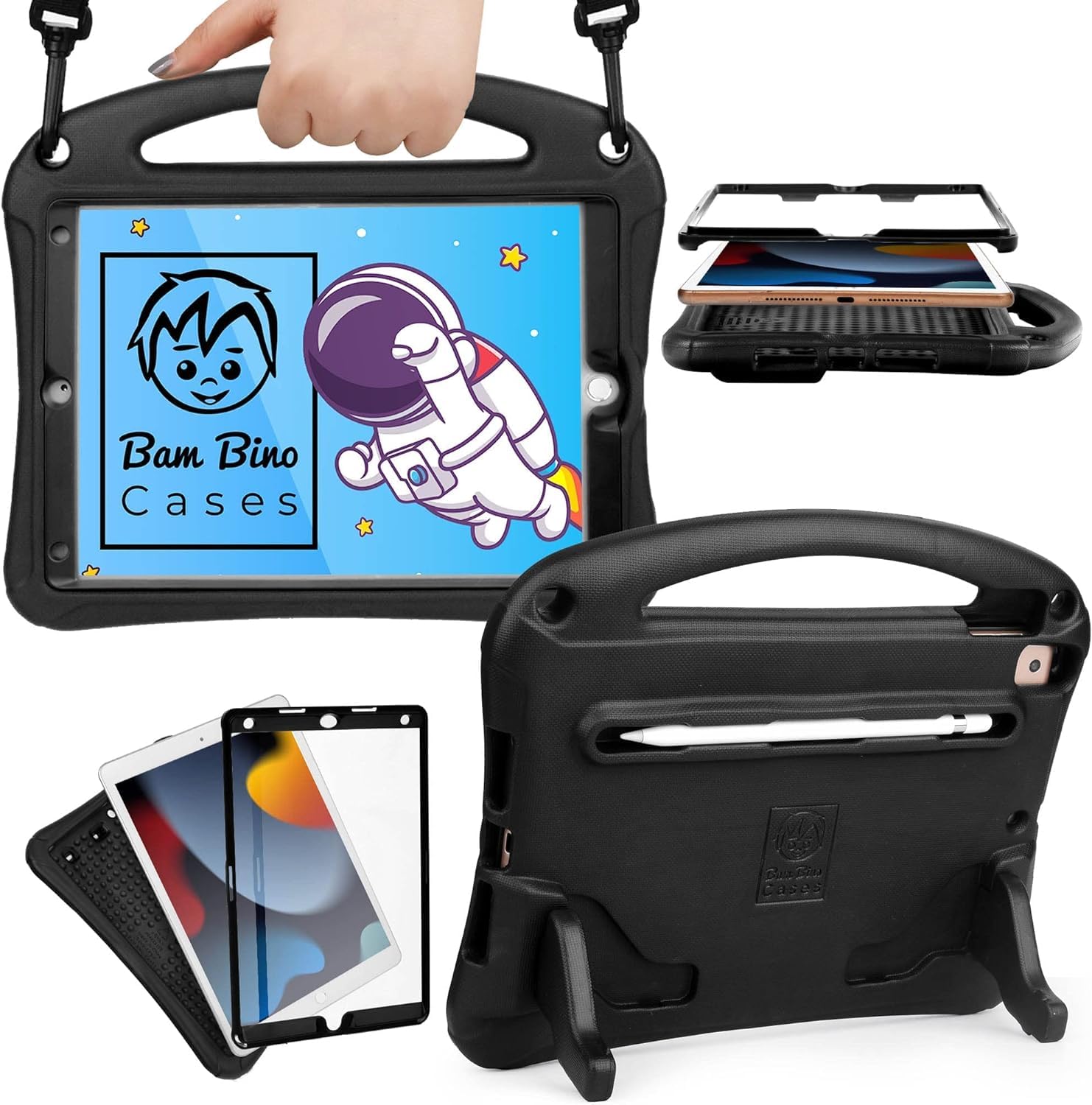 Bam Bino Cases SPACE SUIT ストラップ 映写幕かばい立て 鉛筆納める付き添い人 耐衝撃 キッズ 容れもの 【 iPad 10.2 第9時人 /第8時人 / 第7時人 / Air 10.5 2019 第3時人 / Pro 10.5 2017】 ちびっ子 画面保護すること