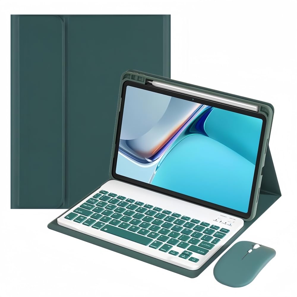 2024年型 iPad Pro 11インチ M4 キーボードケース 可愛い カラーキーボード マグネット 分離式 アイパッド iPadPro11 2024 キーボード カバー ビジネス 学生 女性 人気,ダークグリーン