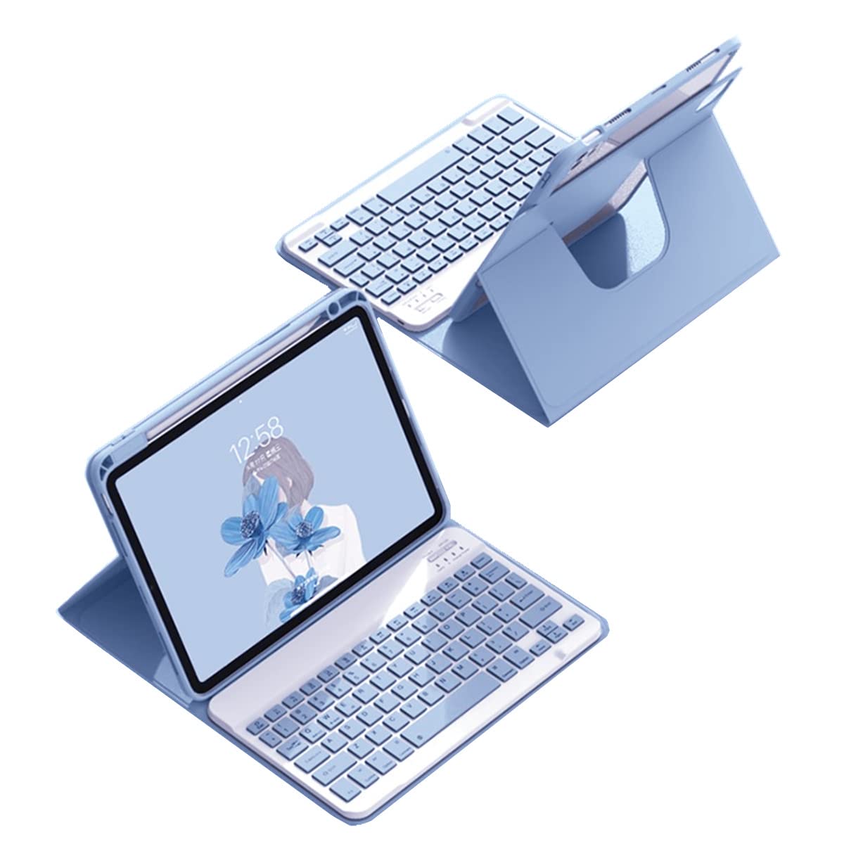 横／縦両方対応 iPad Air 11インチ（M2） 2024 /iPad Air4 2020/ Air5 2022 キーボード ケース 360度 回転可能 iPad Pro 11ケース 第4 3 2 1世代 取り外し可能 Bluetooth ワイヤレス キーボード 軽量 分離式 透明 カ