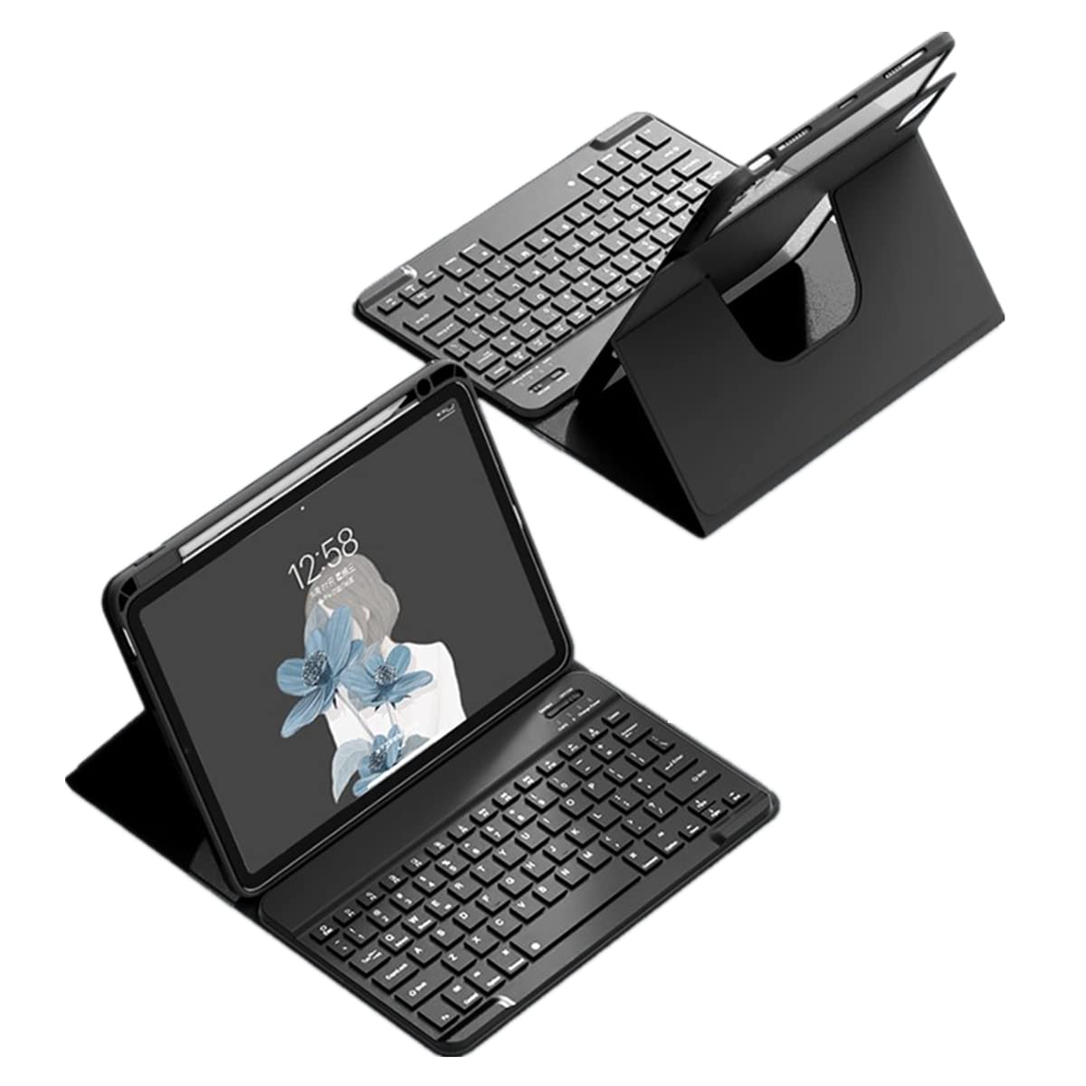 横／縦両方対応 iPad Air 11インチ（M2） 2024 /iPad Air4 2020/ Air5 2022 キーボード ケース 360度 回転可能 iPad Pro 11ケース 第4 3 2 1世代 取り外し可能 Bluetooth ワイヤレス キーボード 軽量 分離式 透明 カ