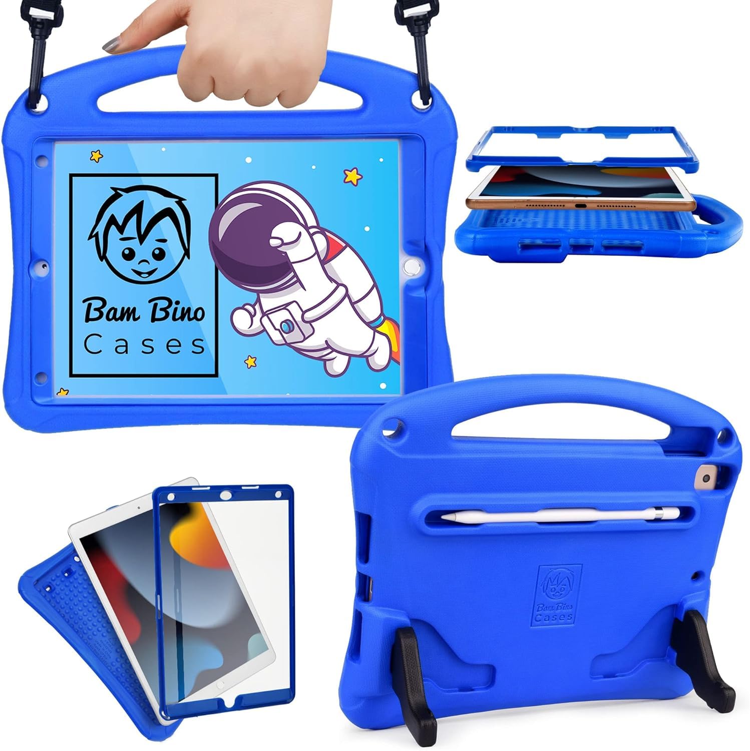 Bam Bino Cases SPACE SUIT ストラップ 映写幕かばい立て 鉛筆納める付き添い人 耐衝撃 キッズ 容れもの 【 iPad 10.2 第9時人 /第8時人 / 第7時人 / Air 10.5 2019 第3時人 / Pro 10.5 2017】 ちびっ子 画面保護すること