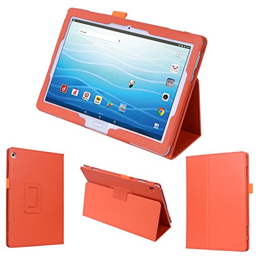 wisers タッチペン・保護フィルム付 docomo dtab d-41A Sharp SH-T01 10.1インチ タブレット 専用 ドコモ ケース カバー [2020 年 新型] オレンジ