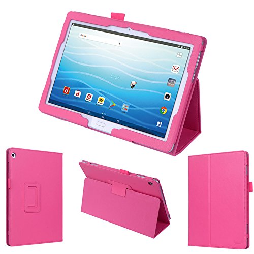 wisers タッチペン・保護フィルム付 docomo dtab d-41A Sharp SH-T01 10.1インチ タブレット 専用 ドコモ ケース カバー [2020 年 新型] ピンク