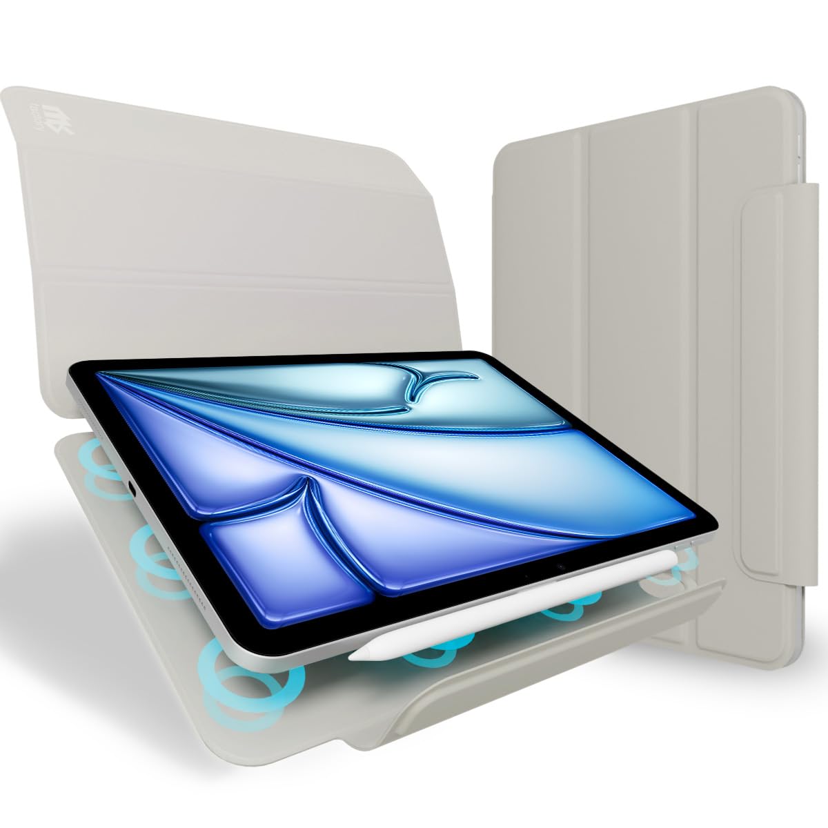 MS factory iPad Air 11in M2 Air 第5/4時人 用 入れもの 磁石へばり着く式 押しかぶせる Pro 11 2018 か細い 軽さ アイパッドエアー 第6時人 第5時人 第4時人 点火装置 薄墨色 IPDA4-S-MAGC-LGY