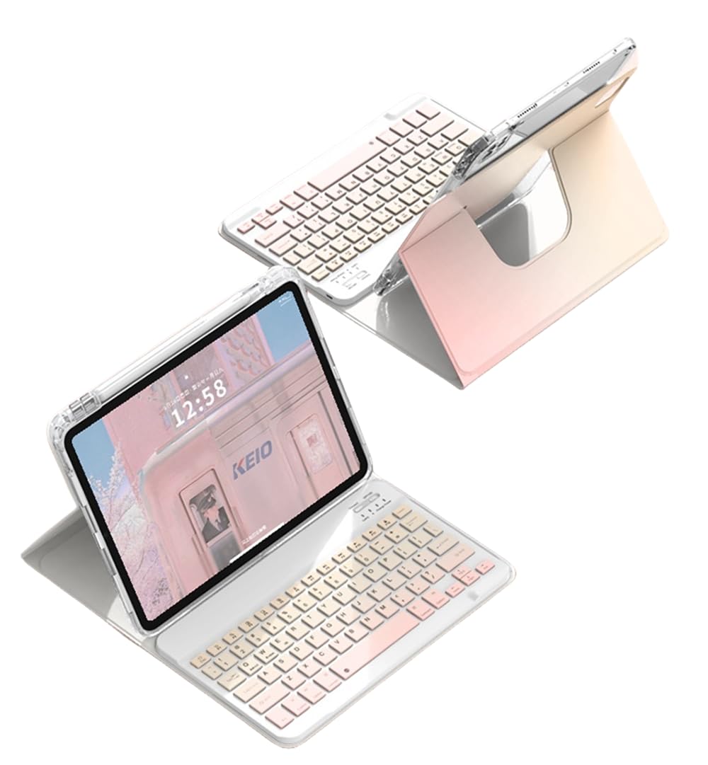 縦置き iPad 9 iPad 8 iPad 7 鍵盤入れもの iPad 第 9 8 7時人 鍵盤入れもの 磁石 取りはらい能力のある 3 インチ 1 引きはなす式 Bluetooth鍵盤 グラデーション色つや 360度回転させる 澄み切ったうしろ側覆いかぶせる Apple penc
