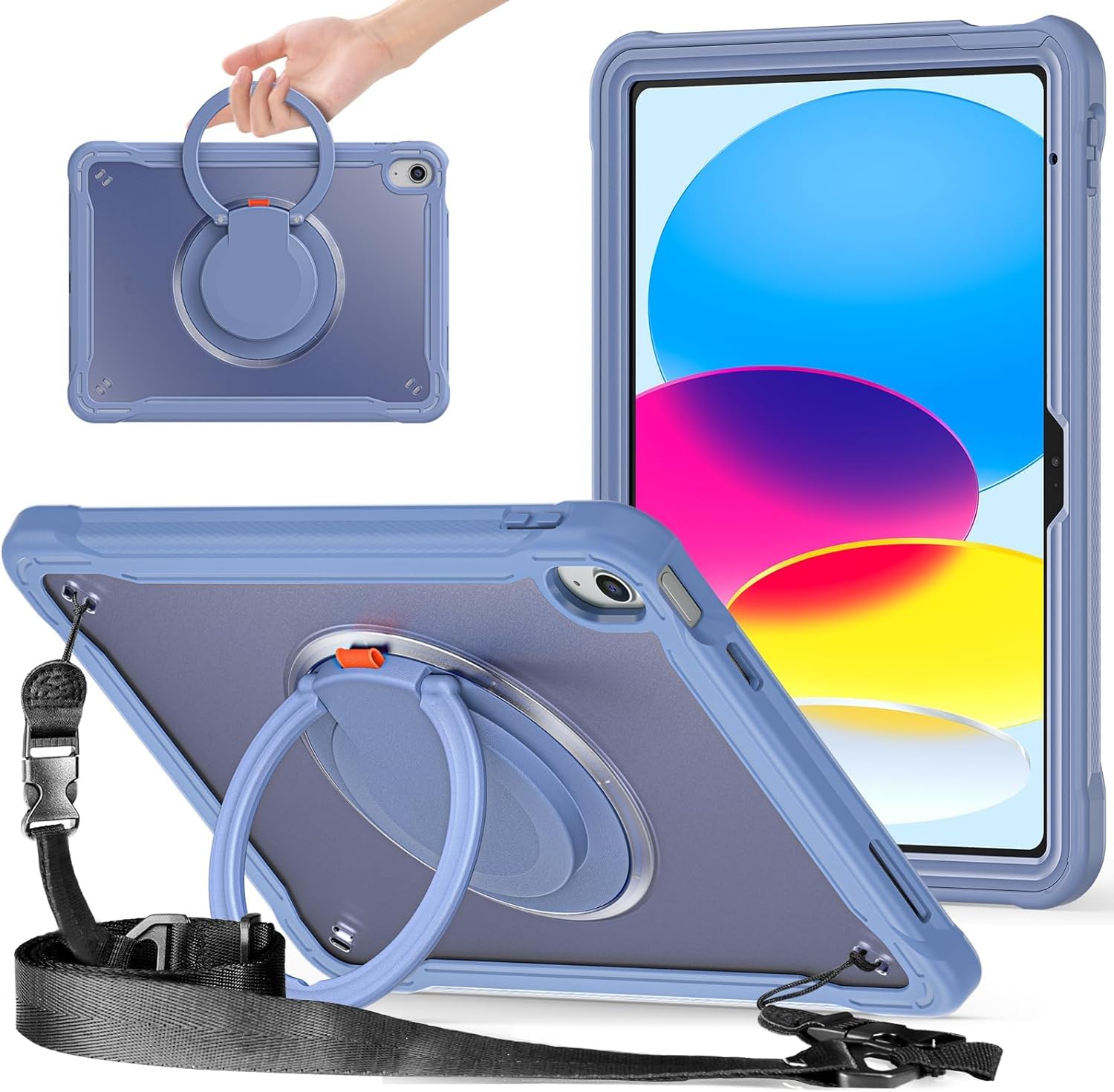 iPad 9時人2021 10.2in半澄み切った容れもの,360°回転させるスハンドホルダー ス,照明ランプ役立つこと 耐衝撃 牢固たる 調節する能力のある肩かけー付き添い人 落っこちる押しとどめる アウトドア,2020第8時人/2019第7時人iPad 10.2取りまかなう 相応う,多役立つこと実用
