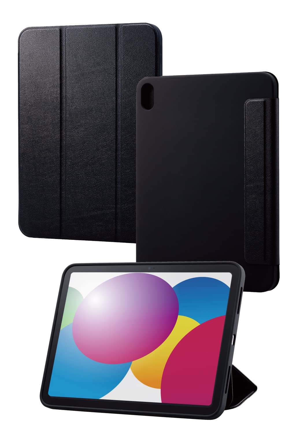 エレコム iPad 10.9 第10世代 (2022年) ケース カバー ハイブリッドケース シリコン フラップケース 2アングル オートスリープ/ウェイク対応 ブラック TB-A22RWVSCHBK