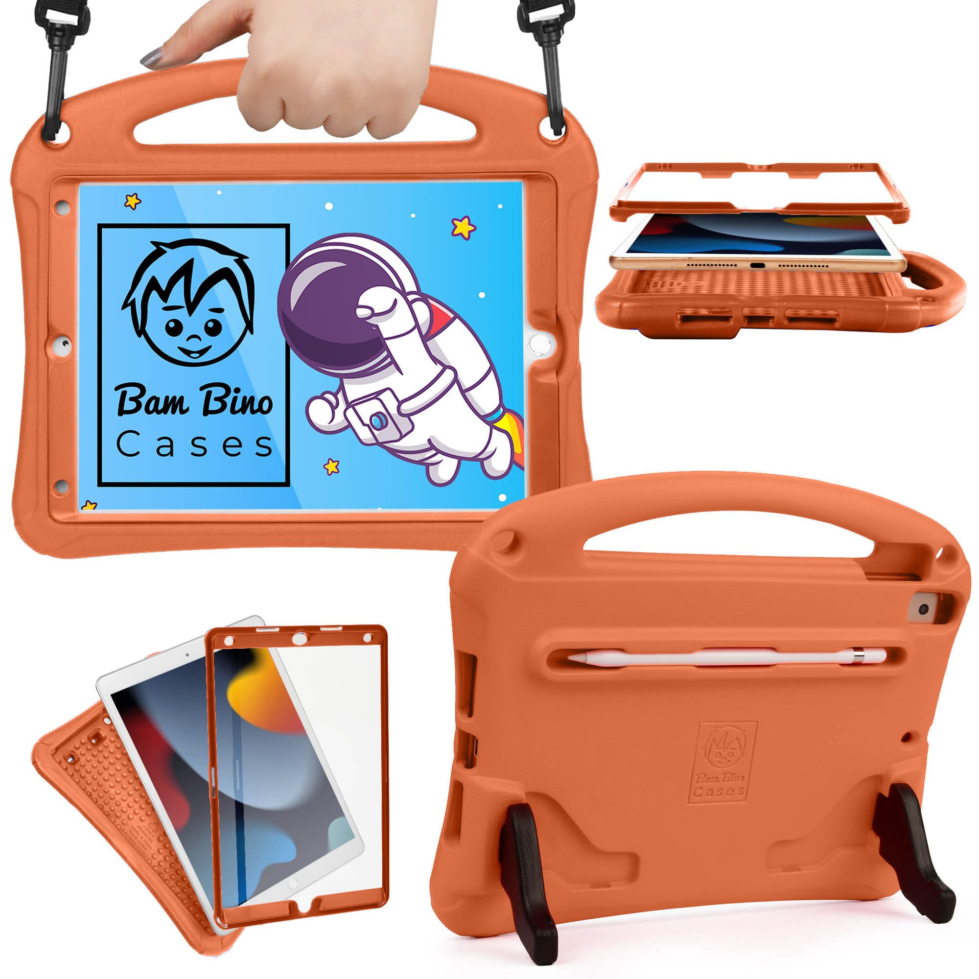 Bam Bino Cases SPACE SUIT ストラップ 映写幕かばい立て 鉛筆納める付き添い人 耐衝撃 キッズ 容れもの 【 iPad 10.2 第9時人 /第8時人 / 第7時人 / Air 10.5 2019 第3時人 / Pro 10.5 2017】 ちびっ子 画面保護すること