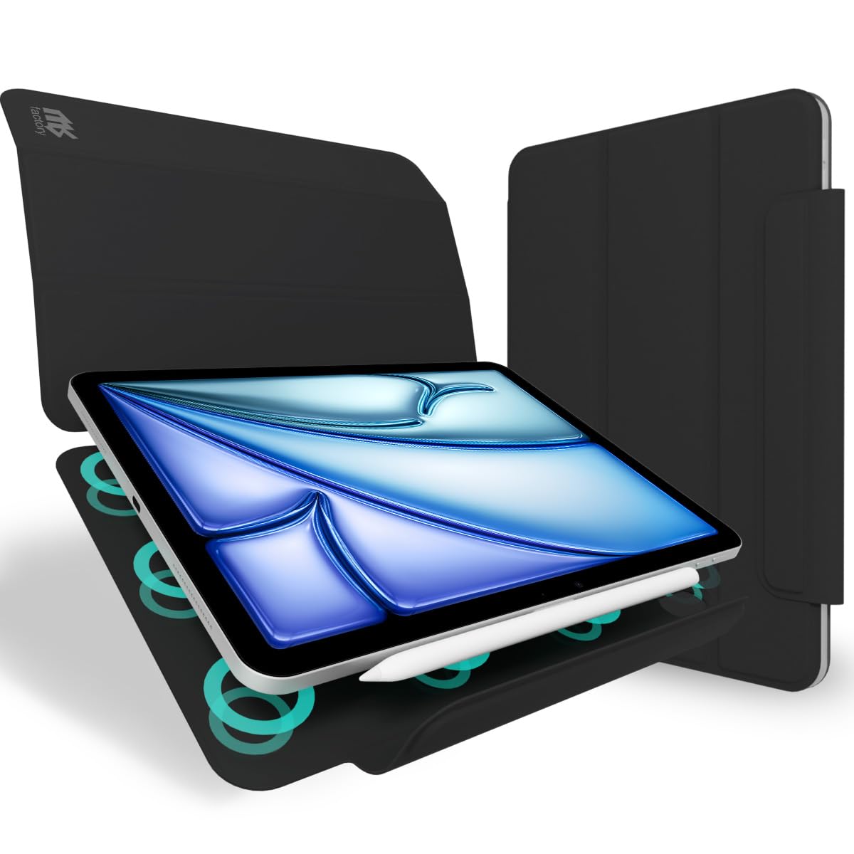 MS factory iPad Air 11in M2 Air 第5/4時人 用 入れもの 磁石へばり着く式 押しかぶせる Pro 11 2018 か細い 軽さ アイパッドエアー 第6時人 第5時人 第4時人 黒いこと 黒 IPDA4-S-MAGC-BK