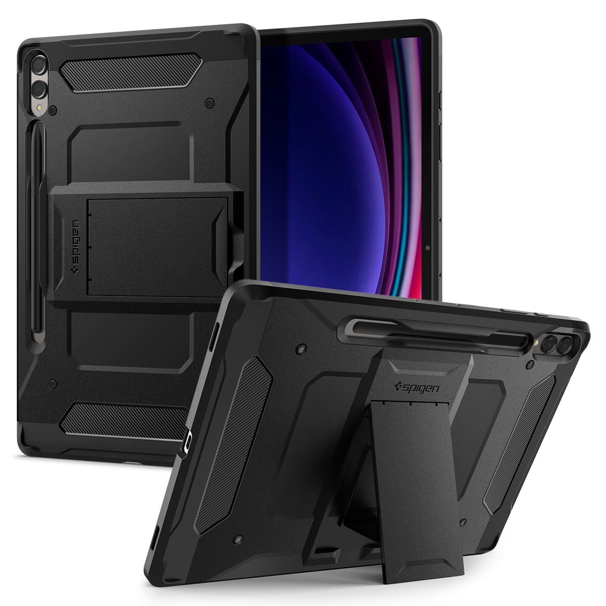 Spigen Galaxy Tab S10 Plus ケース Galaxy Tab S9 Plus カバー 衝撃吸収 耐衝撃 充電 キックスタンド 2重構造 耐久性 タフ・アーマープロ ACS06835 (ブラック)|T.M.Bストア