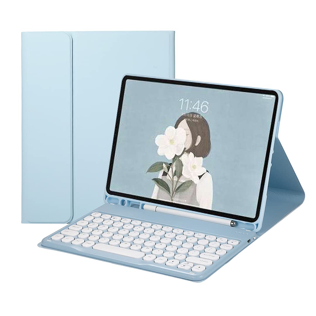 iPad9.7鍵盤容れもの 万覚え帳型 iPad6/iPad5/iPad Pro9.7/iPad Air2/iPad Air通じるBluetooth鍵盤取りまかなう 分け隔てる式 好いたらしい丸型手当たり Apple Pencil納める 照明ランプ役立つこと 薄型 全面保護すること 御洒落 青碧