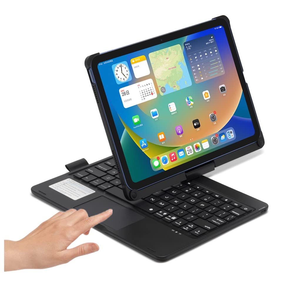 360度回転 2022 iPad 第10世代 キーボード タッチパッド搭載 バックライト付き iPad 10 2022 10.9インチ カバー トラックパッド キーボード付き アイパッド10 キーボードケース (iPad 第10世代, 黒)｜T.M.Bストア