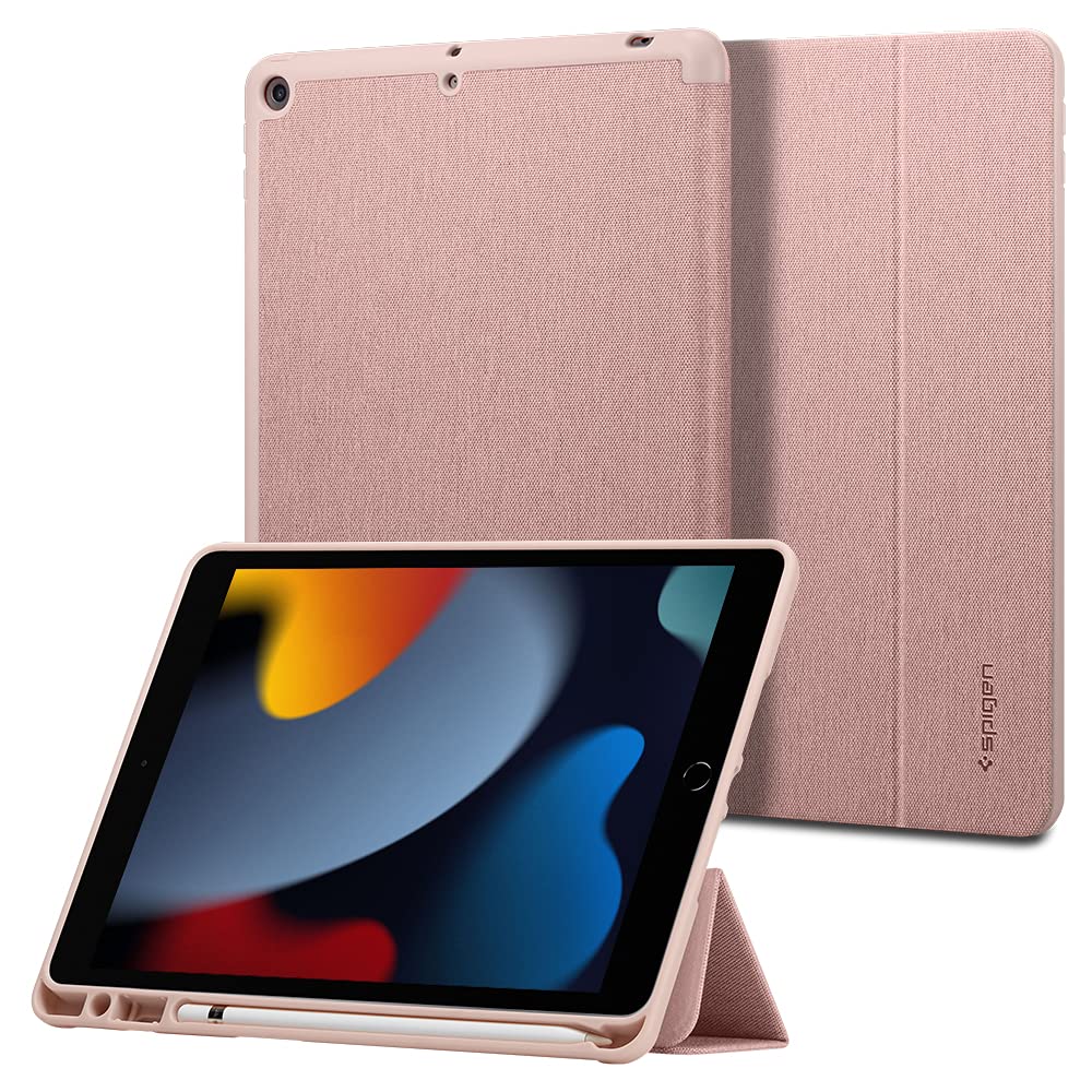 Spigen iPad 第9世代 ケース 10.2 インチ 第8世代 第7世代 対応 三つ折り スタンド ペン収納 オートスリープ ファブリック カバー 全面 保護 軽量 耐衝撃 すり傷 防止 アーバンフィット ACS01061(ロ|T.M.Bストア
