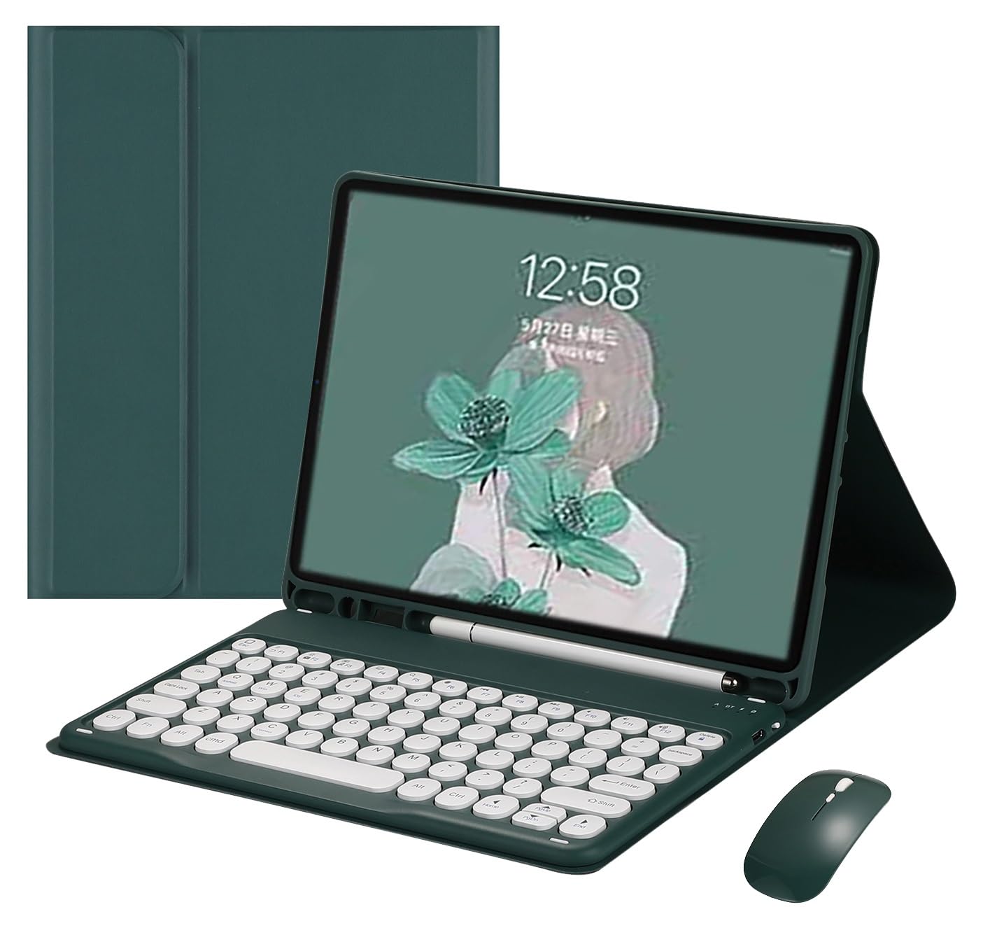 Galaxy Tab S6 Lite 10.4インチ キーボードケース マウス付き 丸型キー キャンディーカラー 可愛い 女性 Android タブレット ギャラクシー Tab S6 Lite ケース キーボード付き マグネット 分離式 カラー