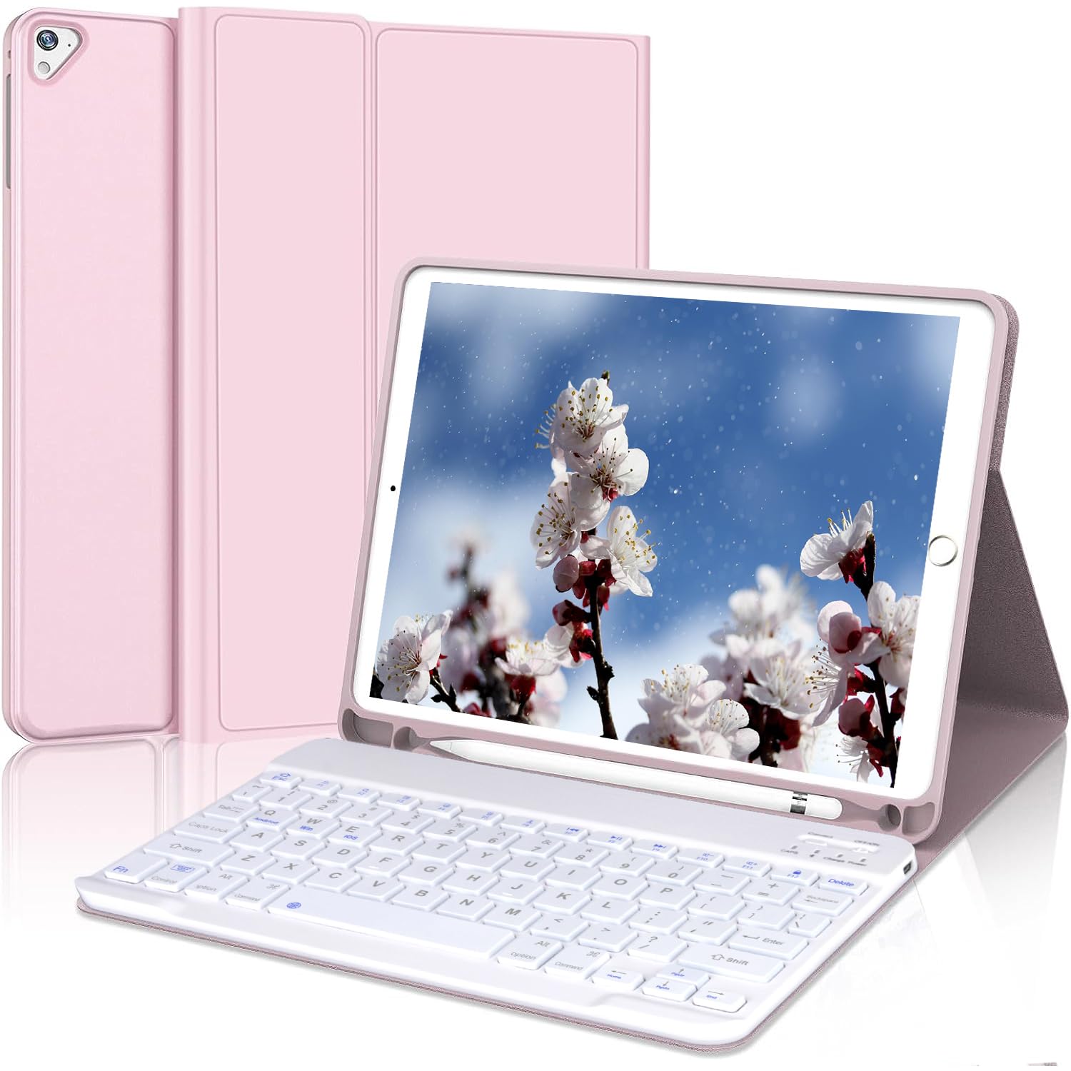 【2023革新モデル】 iPad キーボード 9.7 インチ - ipad 第6世代 第5世代 キーボード ケース 人気 超軽量 脱着式 iPad Pro 9.7/Air2/Air兼用 ペンシルホルダー付き Bluetoothキーボードカバー 耐衝撃 全面保