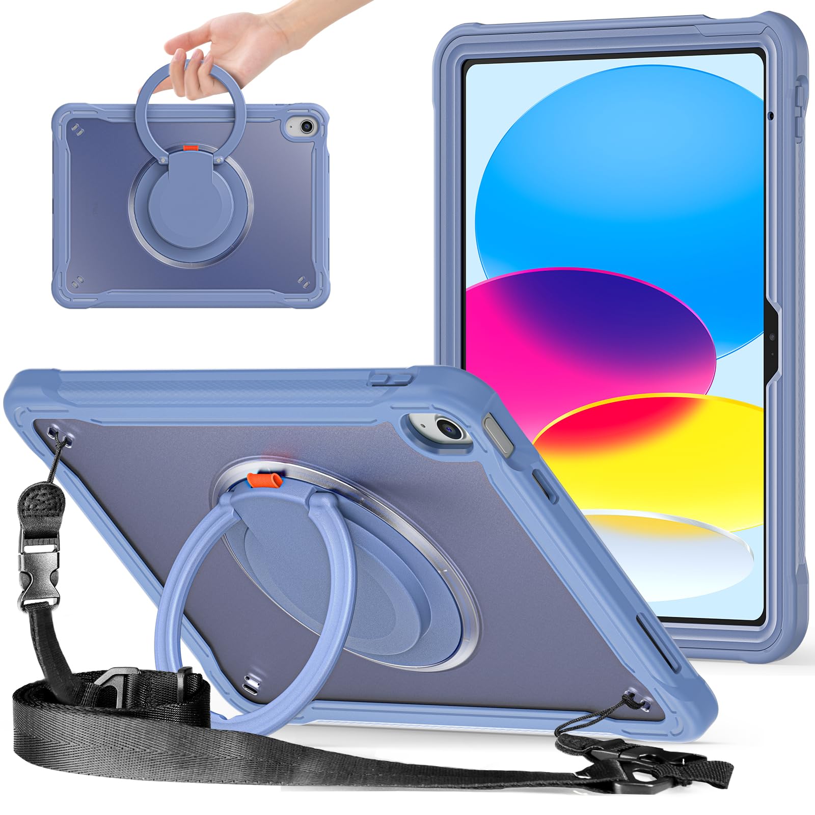 iPad 10 容れもの2022 iPad 10.9in半澄み切った容れもの,360°回転させるスハンドホルダー ス,照明ランプ役立つこと 耐衝撃 牢固たる 調節する能力のある肩かけー付き添い人 落っこちる押しとどめる アウトドア,2022第10時人ipad10取りまかなう 相応う,多役立つこと実用全面