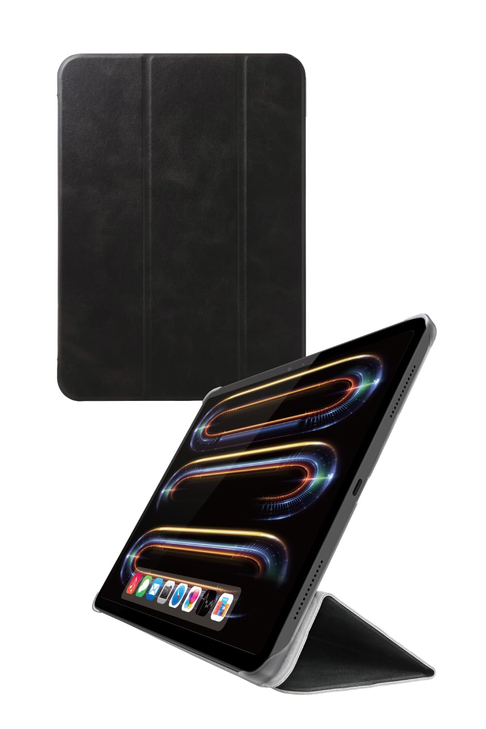 エレコム ipad pro 11インチ (M4) 2024年モデル ケース 背面クリア 変えられる2つのスタンド角度 傷や汚れが付きにくいソフトレザー ブラック TB-A24PMWVBK