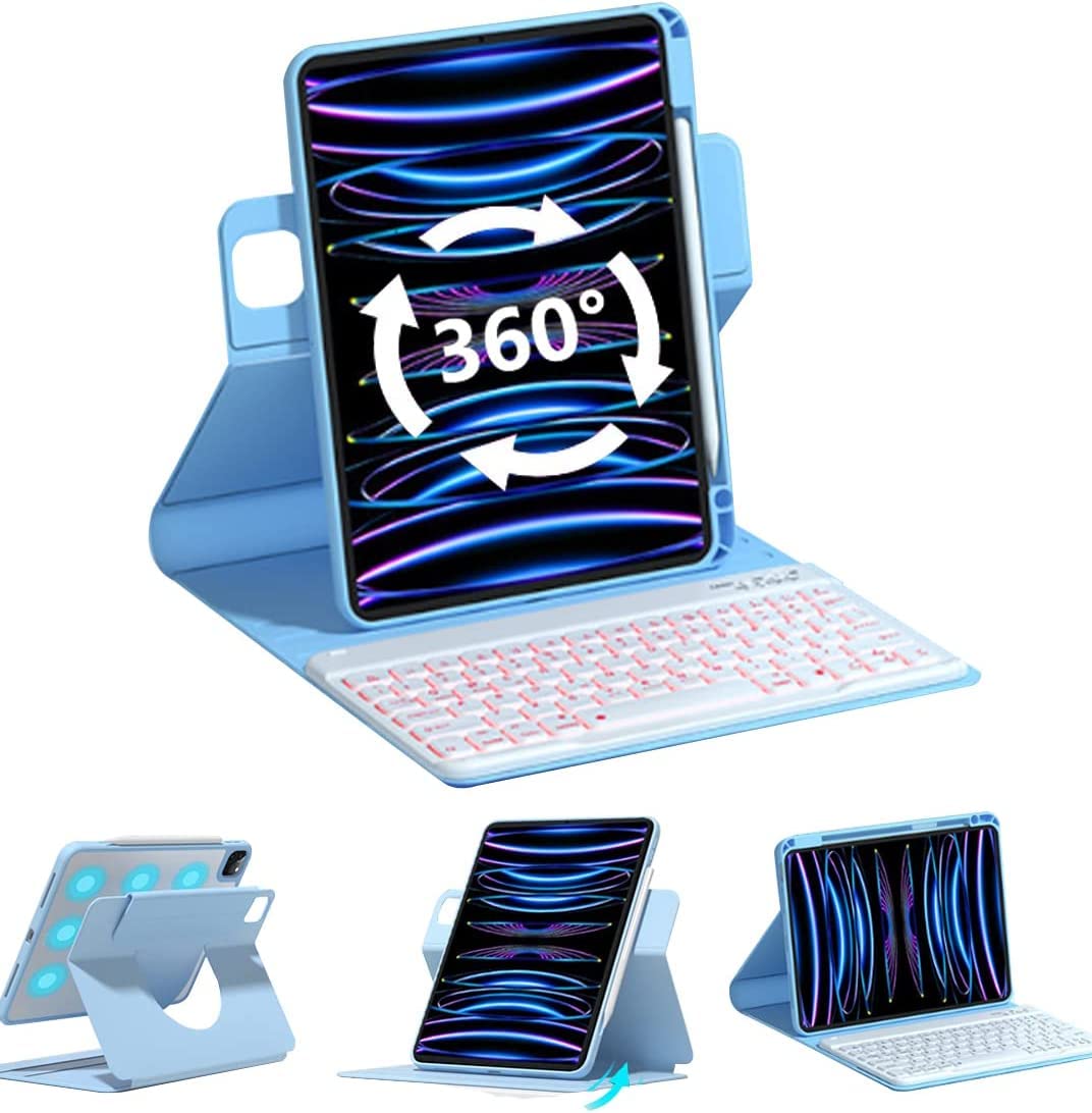 iPad 第10世代 キーボードケース 縦置き 磁気吸着 ペン収納 丸いキー 球状くぼみ 360度回転 2022 iPad10 アイパッド 10.9インチ ケース マグネット式 透明カバー 分離式 Bluetooth キーボード付き 可愛