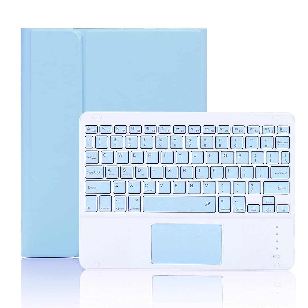 iPad Air 11インチ (M2) 2024 キーボードケース iPad Air4 Air5兼用キーボードカバー タッチパッド搭載 脱着式 apple pencil収納 薄型 全面保護 ブルー