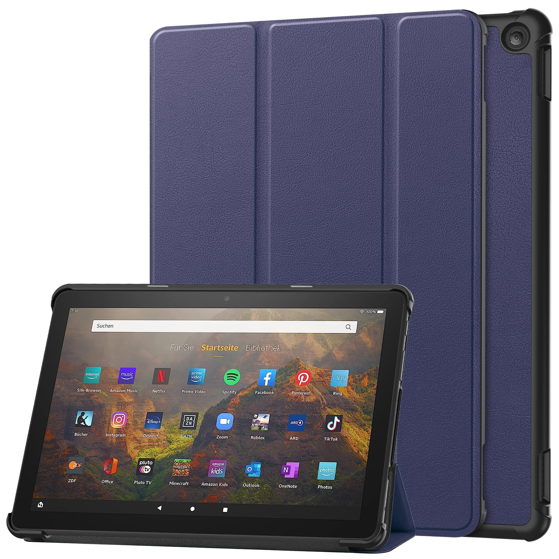 For Fire HD10 2023 10インチ ケース Fire HD 10 2023 カバー 【Jinmdz】軽量 薄型 耐衝撃 傷防止 PU レザー スマートカバー ハード 背面 三つ折り スタンド オートスリープ ウェイクアップ 機能 Fire HD10 202