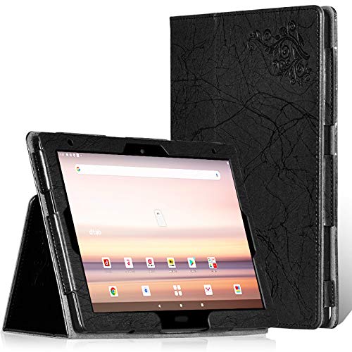 NTT docomo dtab d-51Cケースカバー 手帳型 スタンド機能付き NTTドコモ dtab d-51C 10.1インチタブレット用高級PU レザーケース 手持ちバンド付き 耐衝撃 全面保護 NTT docomo dtab d-51C 10.1インチタブレッ