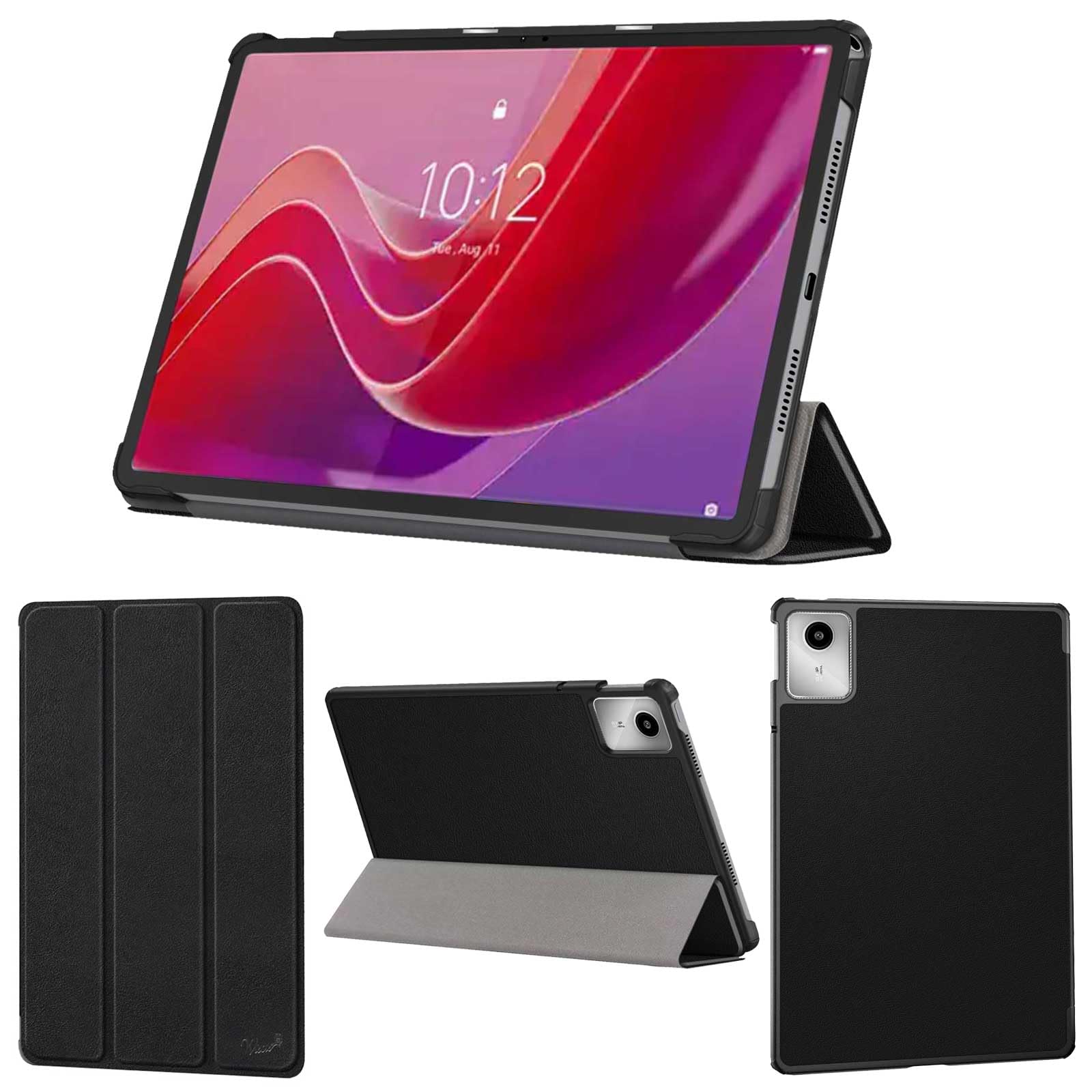 wisers Lenovo Tab B11 専用 タブレットケース (ブラック) 10.95インチ 対応 (保護フィルム 付き/スリムタイプ) タブレットカバー 2024 新型