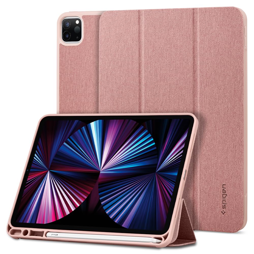 Spigen iPad Pro 11インチ ケース (2022 2021 2020 2018)用 第4/3/2/1/世代対応 カバー スタンド Apple Pencil収納 耐衝撃 すり傷防止 ファブリック カバー 衝撃 吸収 アーバンフィット ACS01055 (ローズ・ゴール|T.M.Bストア