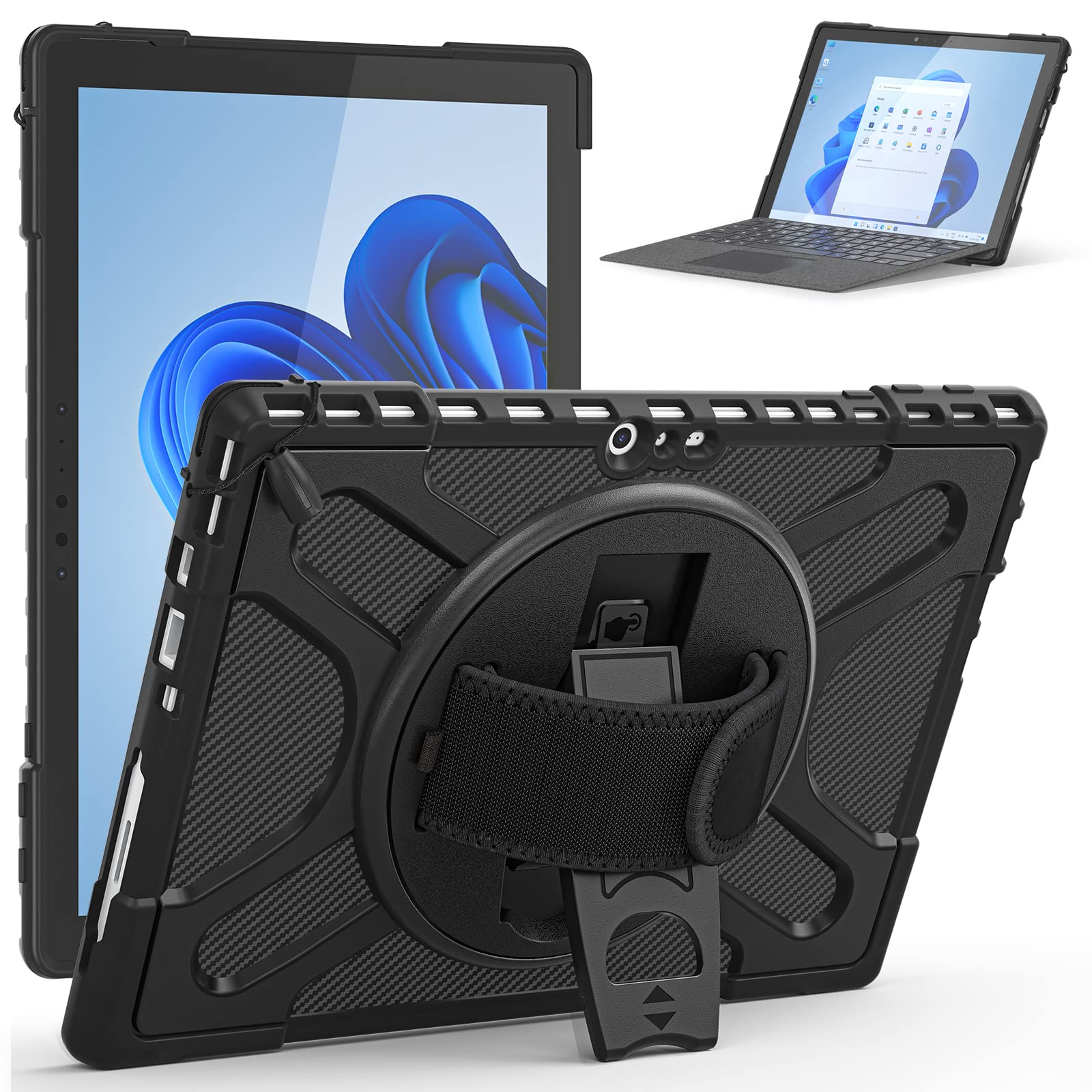 ZenRich Surface Pro 7+/Pro 7/Pro 6/ Pro 5/ Pro 4/ Pro LTE ケース キーボード対応保護ケース キックスタンド カバー おしゃれ スタンド段階調節可能 360度 回転 耐衝撃?落下防止 全面保護 スタンド 仕事用
