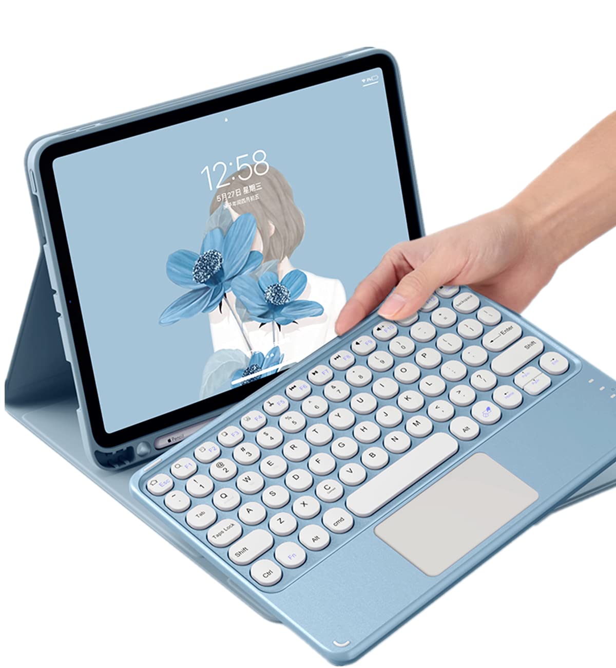 タッチパッド付き添い人 iPad Pro 11（2022）鍵盤 入れもの 2018 2020 2021 （第4 3 2 1 時人） 丸い・円い手がかり 派手 書き込み保持者内蔵 二十日鼠役立つこと 万覚え帳型 薄型 磁石 引きはなす式 無線電話 Bluetooth 手がかり
