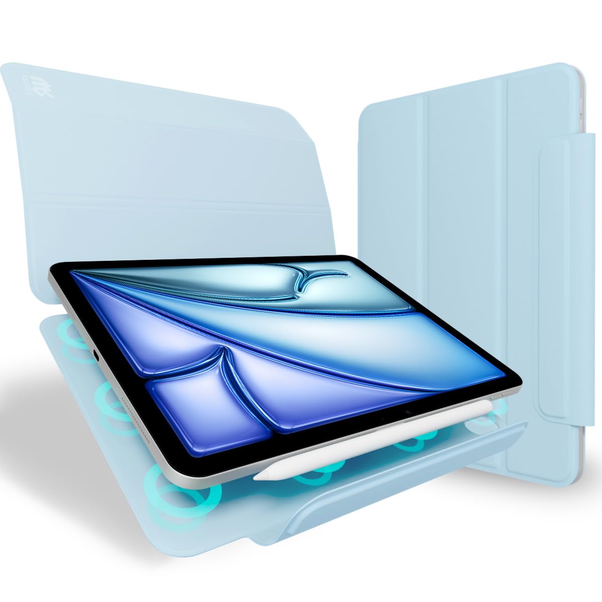 MS factory iPad Air 11in M2 Air 第5/4時人 用 入れもの 磁石へばり着く式 押しかぶせる Pro 11 2018 か細い 軽さ アイパッドエアー 第6時人 第5時人 第4時人 アリス 青色 水色 IPDA4-S-MAGC-LSK