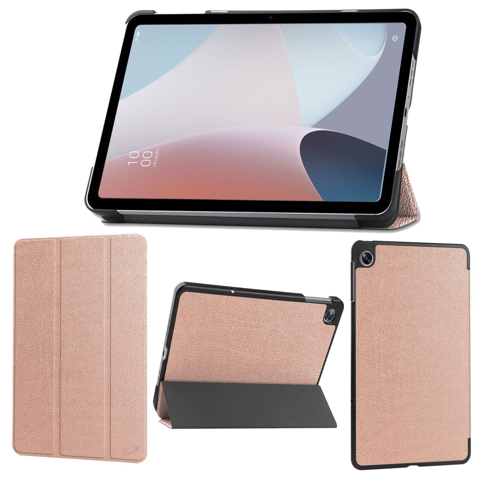 wisers OPPO Pad Air 専用タブレットケース (ローズゴールド) 10.3インチ 対応 (保護フィルム 付き/スリムタイプ) タブレットカバー 2023 新型