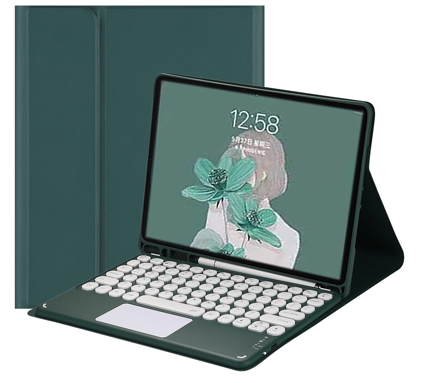タッチパッド付き添い人 iPad Air 11in 鍵盤 入れもの iPad Air6 2024 /iPad Air4 Air5 第 4/ 5時人 10.9in鍵盤覆いかぶせる 丸い・円い手がかり 派手 書き込み保持者 万覚え帳型 薄型 引きはなす式 無線電話 Bluetooth