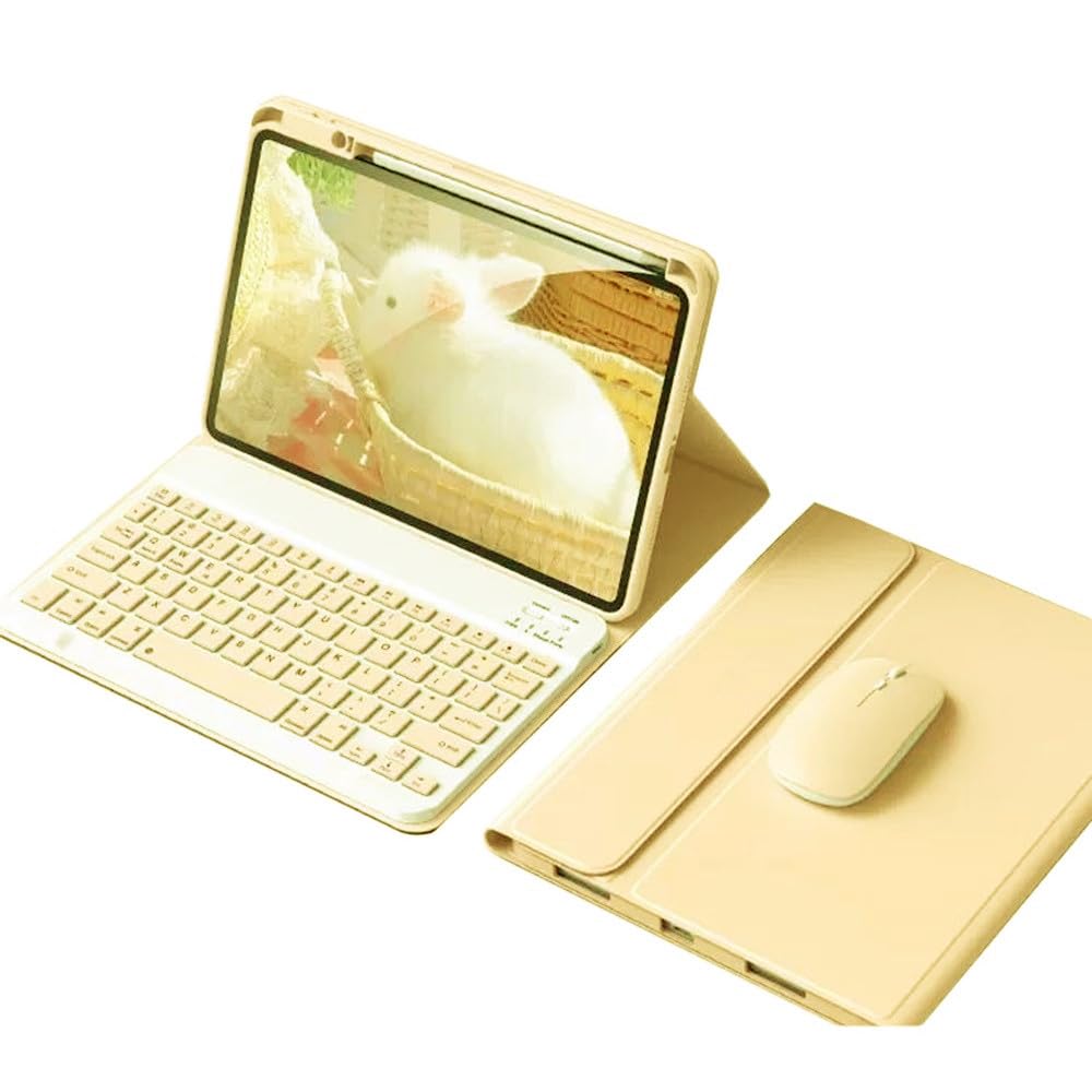 マウス付き iPad10 キーボードケース 可愛い カラーキーボード マグネット 分離式 アイパッド iPad 第 10 世代 10.9 インチ キーボード カバー ビジネス 学生 レディース Apple Pencil 収納可能,イエ｜T.M.Bストア