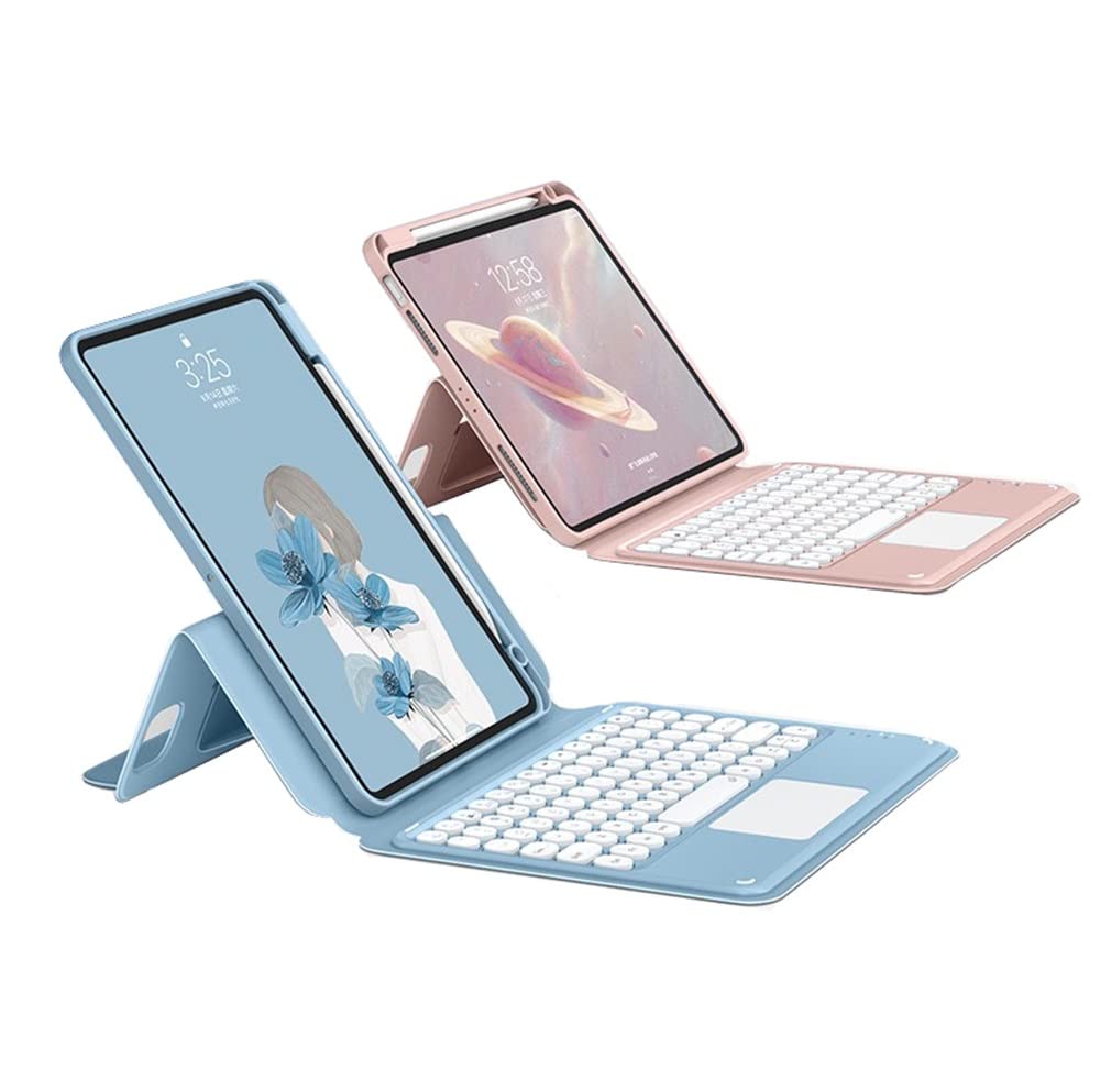 磁気吸着 iPad9 iPad8 iPad7 iPad 10.2 / Air3 Pro 10.5インチ キーボード ケース 縦置き タッチパッド搭載 丸型キー iPad 9 8 7 背面カバー 取り外し可能 Apple Pencil 収納 アイパッド 分離式 キーボード付き |T.M.Bストア