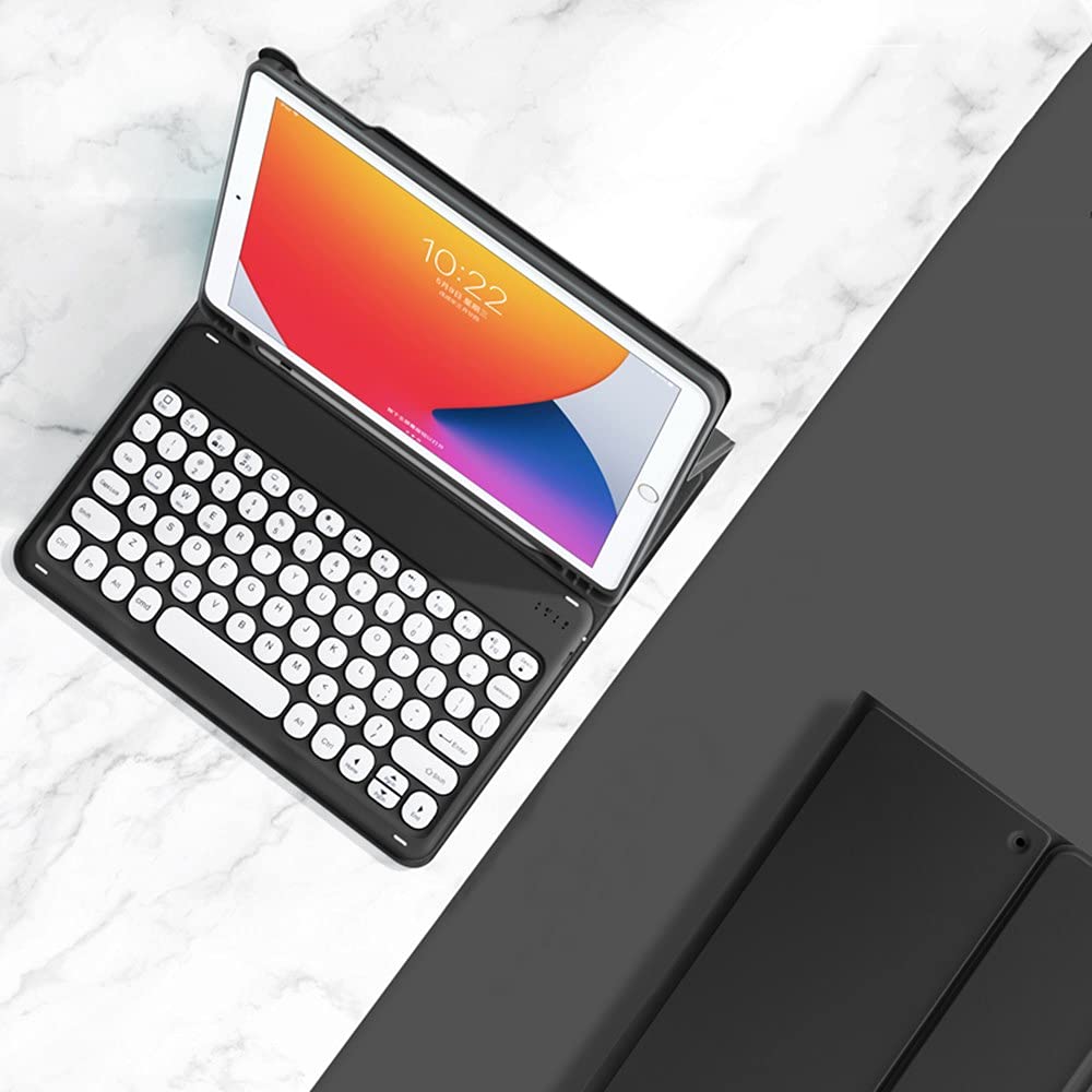 Galaxy Tab S6 Lite キーボード ケース 丸型キー 可愛い カラーキーボード カラフル Android ギャラクシー タブレット Tab S6 Lite 10.4インチ ケース キーボード付き 丸いキー 分離式 Sペン収納可能,ブ