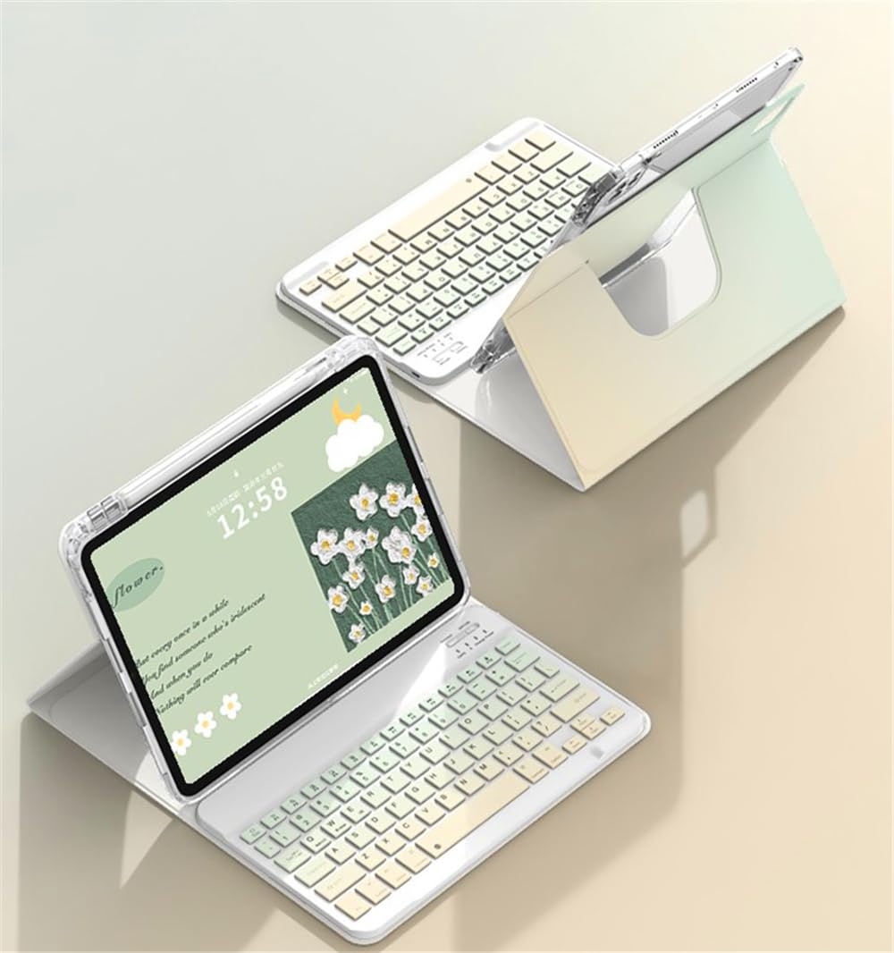 横／縦両方対応 iPad Air 11インチ（M2） 2024 /iPad Air4 2020/ Air5 2022 キーボード ケース グラデーション 360度 回転可能 iPad Pro 11ケース 第4 3 2 1世代 取り外し可能 Bluetooth ワイヤレス キーボード 軽
