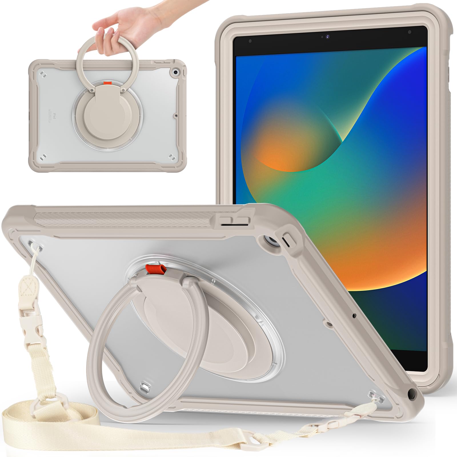 iPad 9時人2021 10.2in半澄み切った容れもの,360°回転させるスハンドホルダー ス,照明ランプ役立つこと 耐衝撃 牢固たる 調節する能力のある肩かけー付き添い人 落っこちる押しとどめる アウトドア,2020第8時人/2019第7時人iPad 10.2取りまかなう 相応う,多役立つこと実用