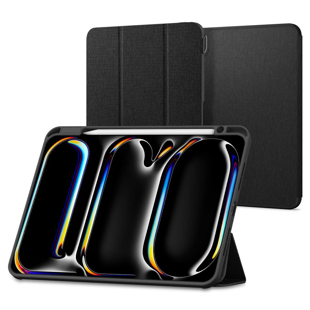 Spigen iPad Pro 11 in (2024) 入れもの 照明ランプ 耐衝撃 すり傷押しとどめる ファブリックカバー オートスリープ アーバン・フィット ACS07020 (黒いこと)