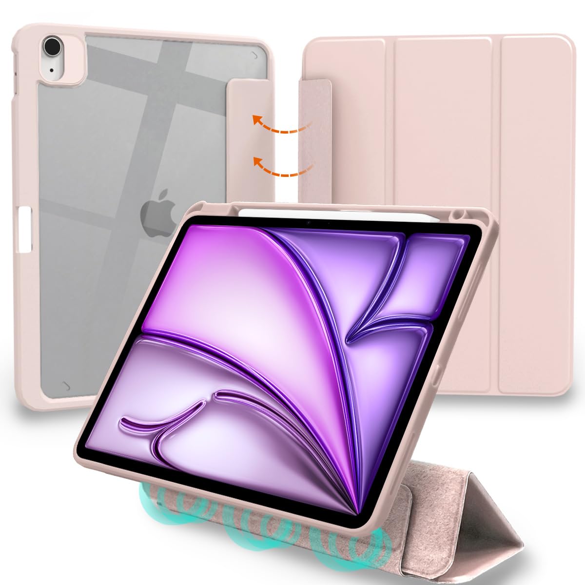 MS factory iPad Air 13in 2024 M2 用 入れもの Pro 12.9 第6/5時人 液晶押しかぶせる 取りはらい能力のある 書き込み納める 押しかぶせる うしろ側澄み切った 耐衝撃 Pro 12.9in 第6時人 第5時人 相応う サクラ色沙子 IPDA13m2-S-DET-PK