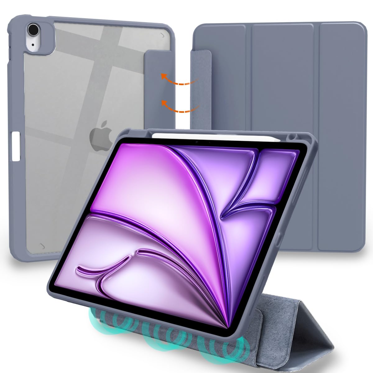 MS factory iPad Air 13in 2024 M2 用 入れもの Pro 12.9 第6/5時人 液晶押しかぶせる 取りはらい能力のある 書き込み納める 押しかぶせる うしろ側澄み切った 耐衝撃 Pro 12.9in 第6時人 第5時人 相応う ラベンダー 薄墨色 IPDA13m2-S-DET-LAVG