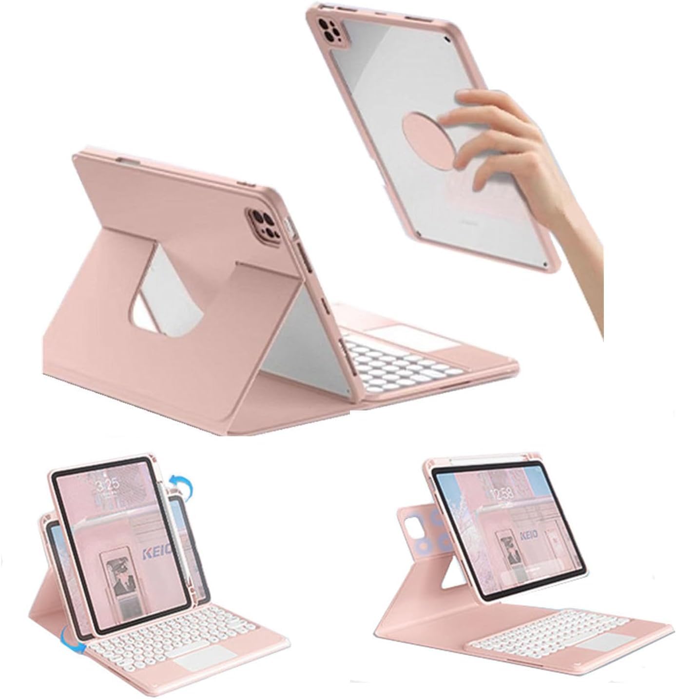 360度回転させる式 iPad Pro 13 M4 鍵盤入れもの タッチパッド積み上げる 2024 iPad Pro 13 in 入れもの 丸型足懸かり 書き込み納める 横/縦置き相応う 磁石 懸け隔てる式 磁気 取りはらい能力のある 澄み切ったうしろ側押しかぶせる 脱着式 Bluetoo