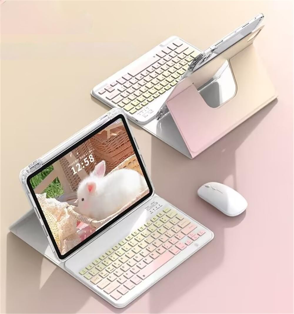 二十日鼠付き添い人 iPad 10.2 鍵盤入れもの 今めかしい グラデーション色合い iPad 第9/8/7時人 360度回転させる式 iPad7 iPad8 iPad9 入れもの 磁石 懸け隔てる式 澄み切った押しかぶせる 取りはらい能力のある Bluetooth鍵盤 縦置き