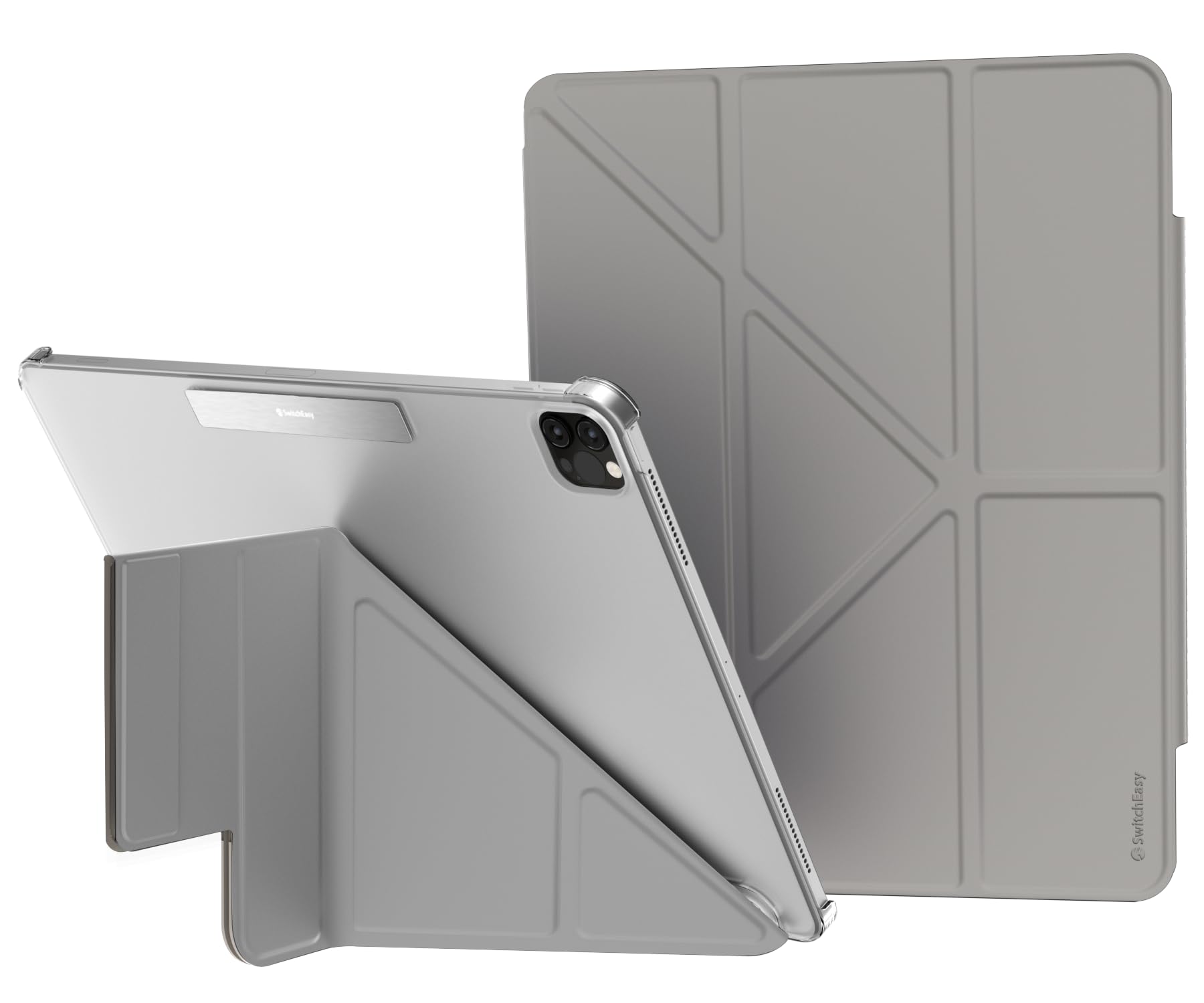 【SwitchEasy】 iPad Air 13 対応 ケース 手帳型 レザー 背面 クリア 5WAY スタンド 保護 カバー ペン収納 可能 オートスリープ 対応 [ iPadPro12.9 アイパッド プロ 対応 ] Origami Nude グレー
