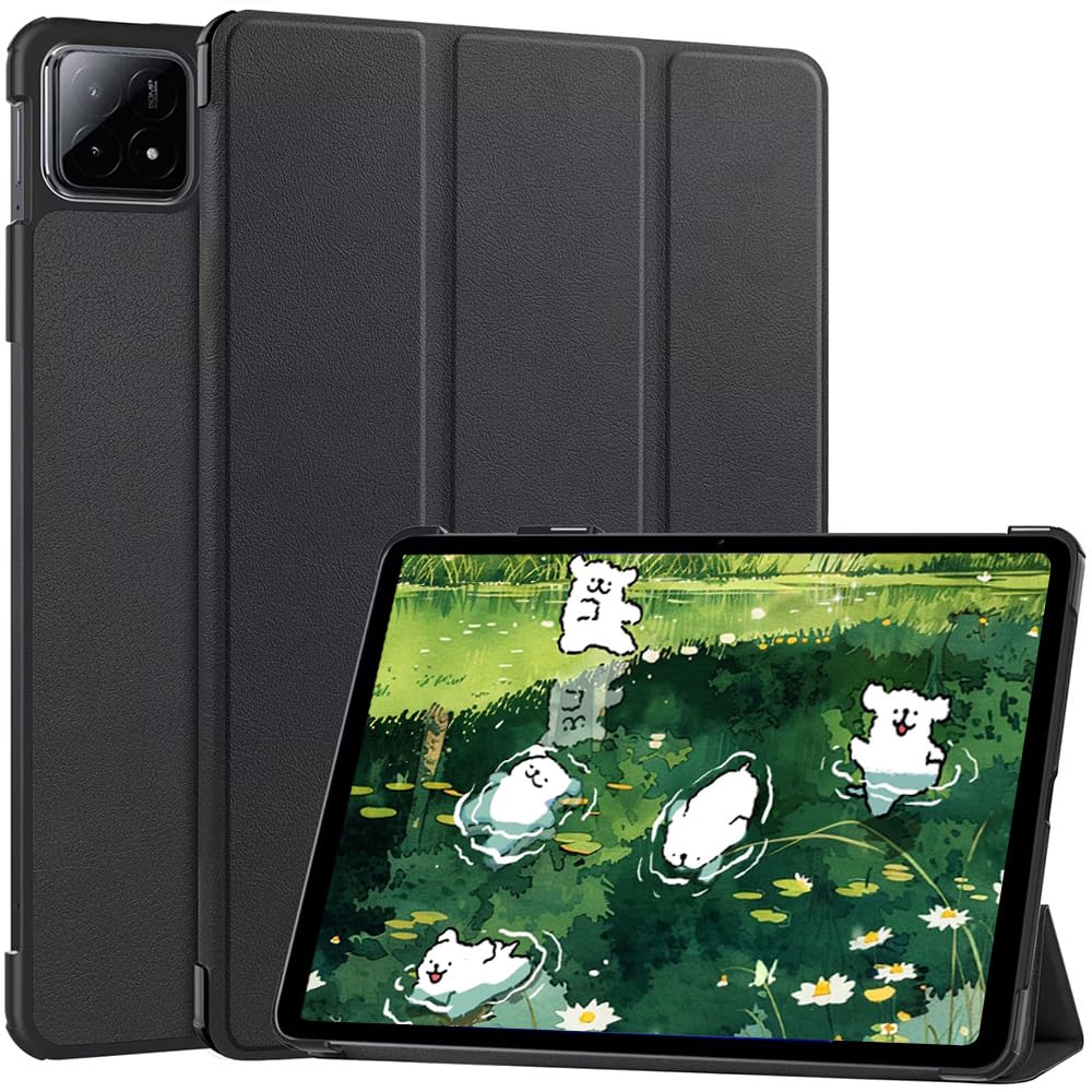 【Nutmeg】For Xiaomi Pad 6S Pro 12.4インチ 用の カバー ケース スタンド機能付き スマートタブレット 保護ケース 保護カバー 薄型 超軽量 全面保護型 高級PUレザー 三つ折スタンド オートスリープ